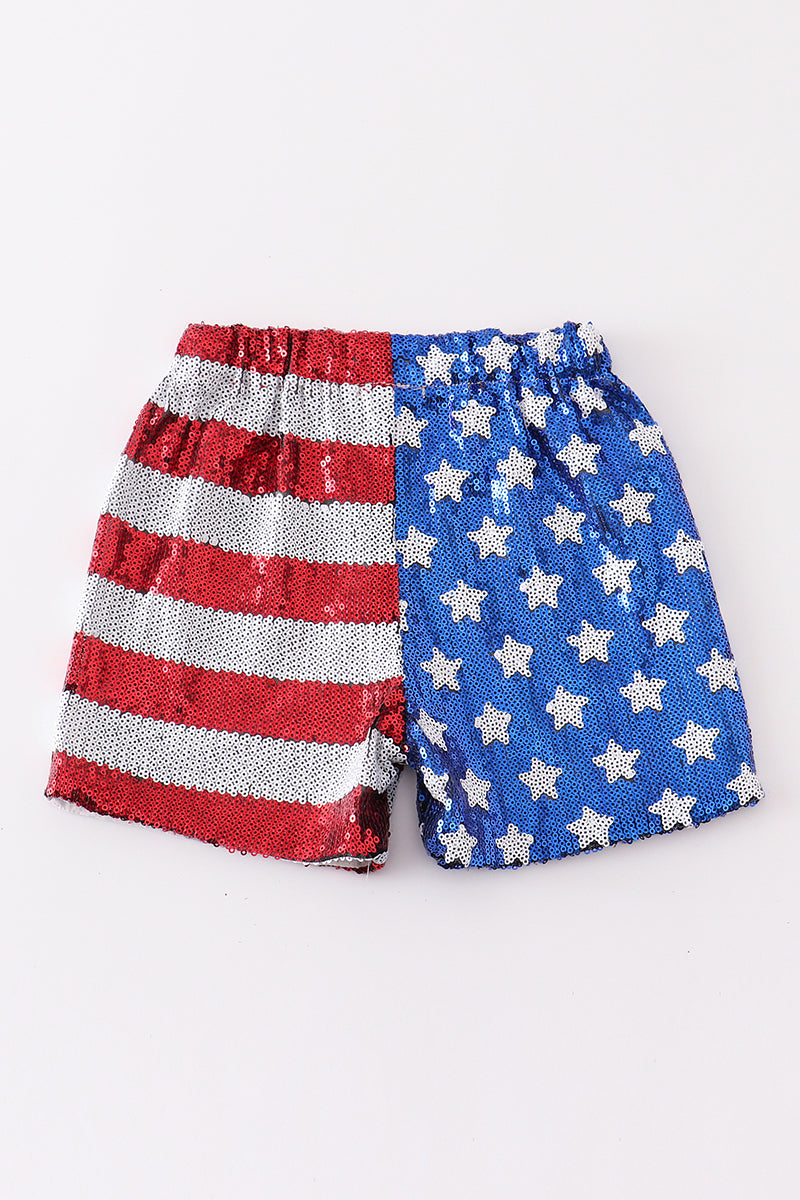 Patriotic Sequin Woman Shorts