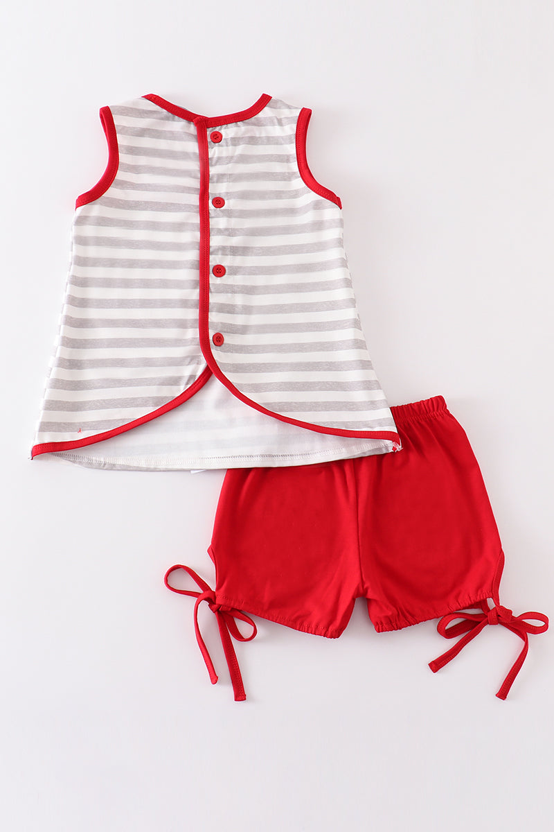 Patriotic Popsicle Applique Stripe Girl Set