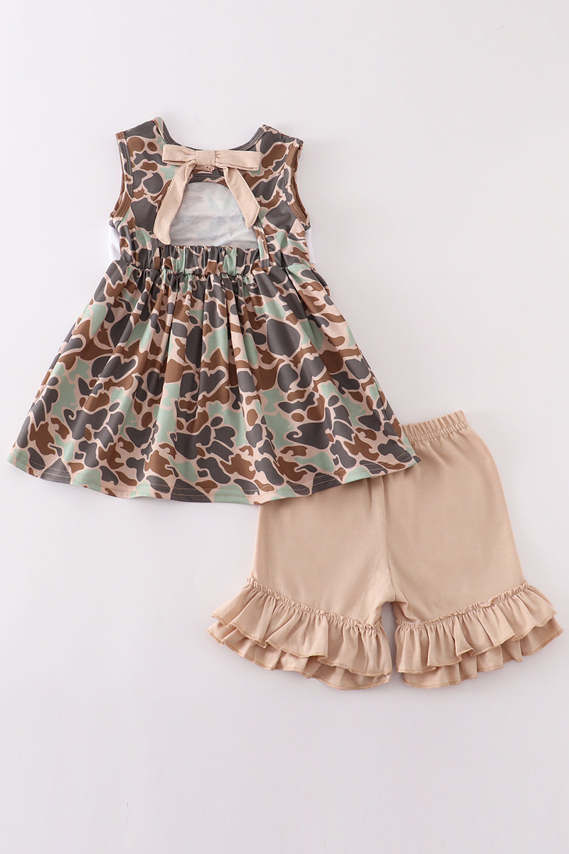 Camouflage Antler Embroidery Girl Set