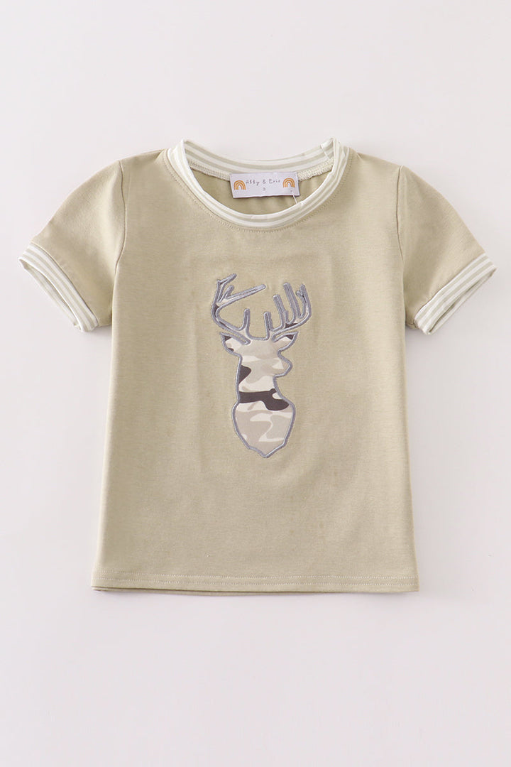 Camouflage Deer Applique Boy Top