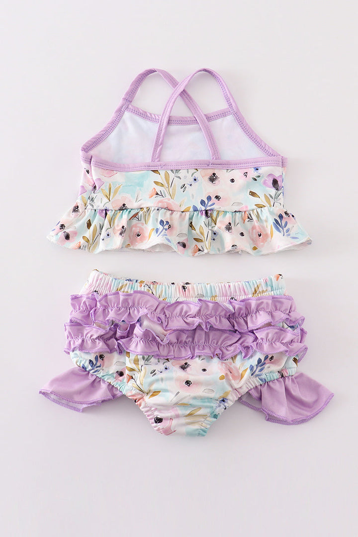 Purple Floral 2pc Swimsuit