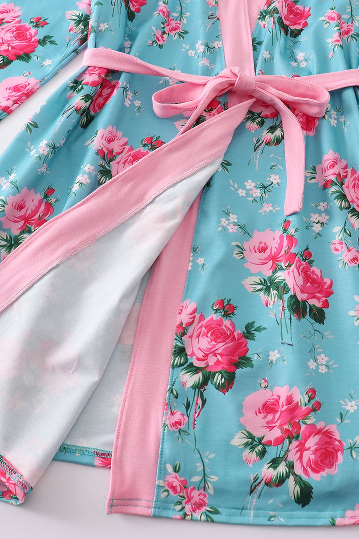 Mint Floral Women Pajamas Robe