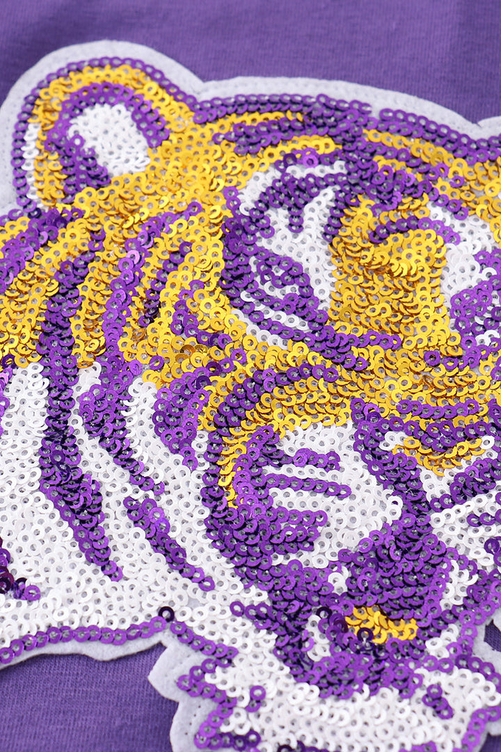 Purple Gold Lsu Tiger Sequin Laser Skort Set