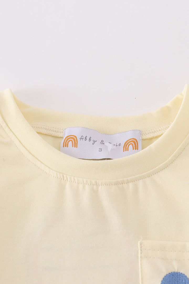 Stripe Character Embroidery Boy Set