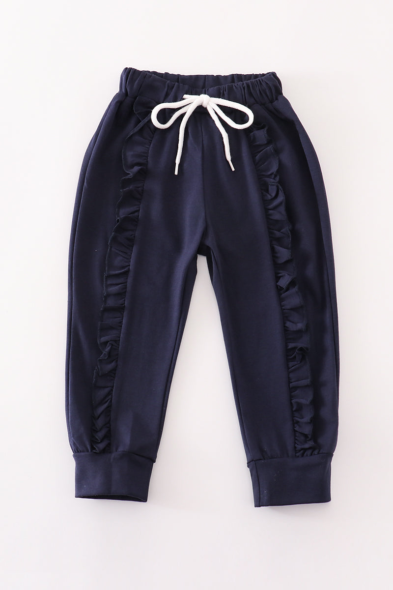 Navy Au Tiger Embroidery Girl Sweatpants