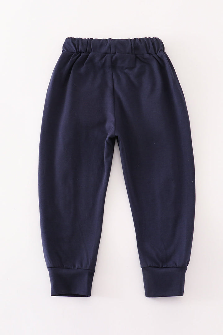 Navy Au Tiger Embroidery Girl Sweatpants