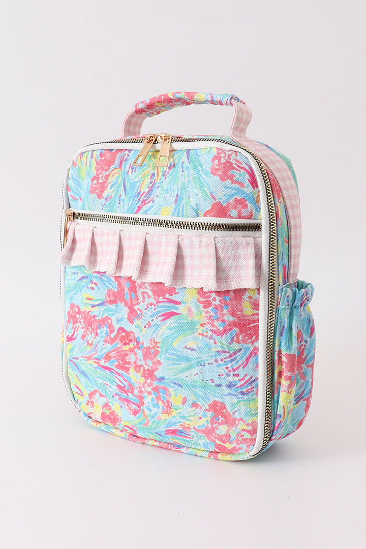 Green Floral Ruffle Lunch Bag