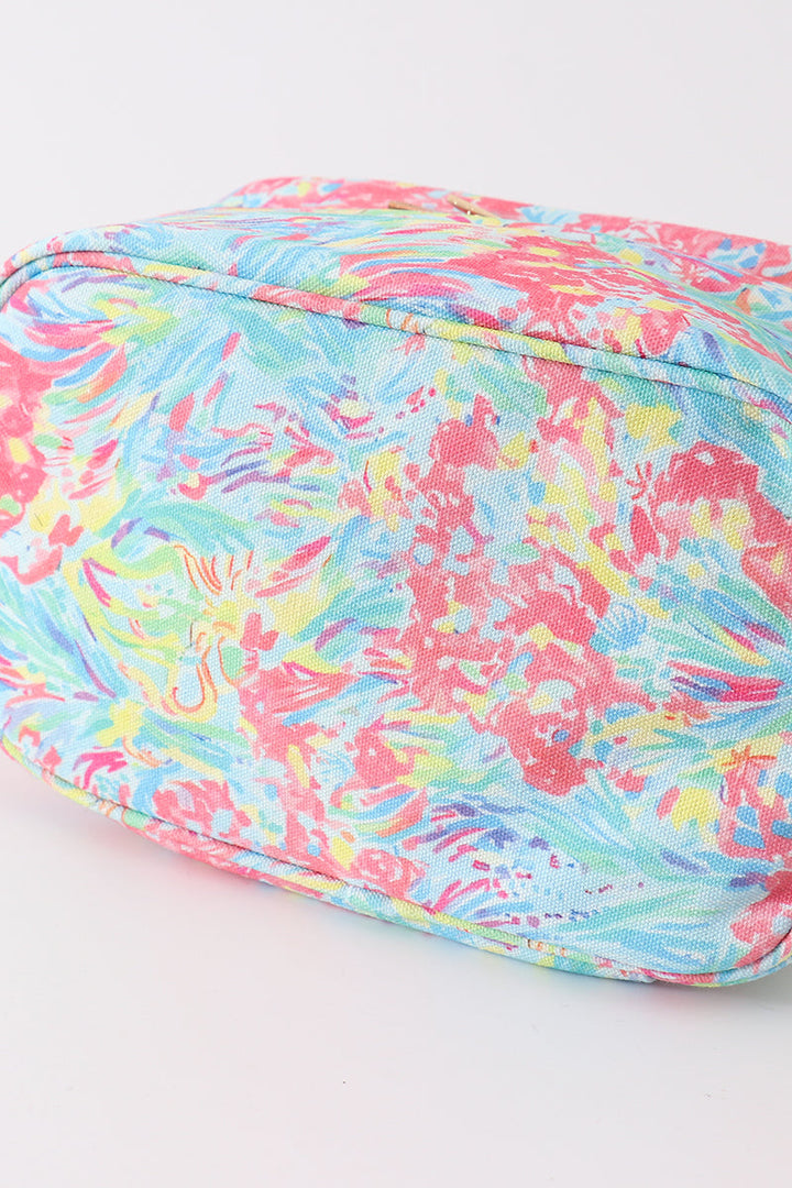 Green Floral Makeup Bag