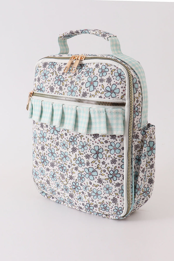 Green Floral Ruffle Lunch Bag