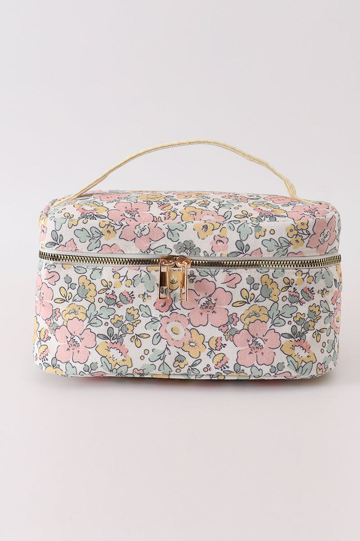 Yellow Floral Makeup Bag