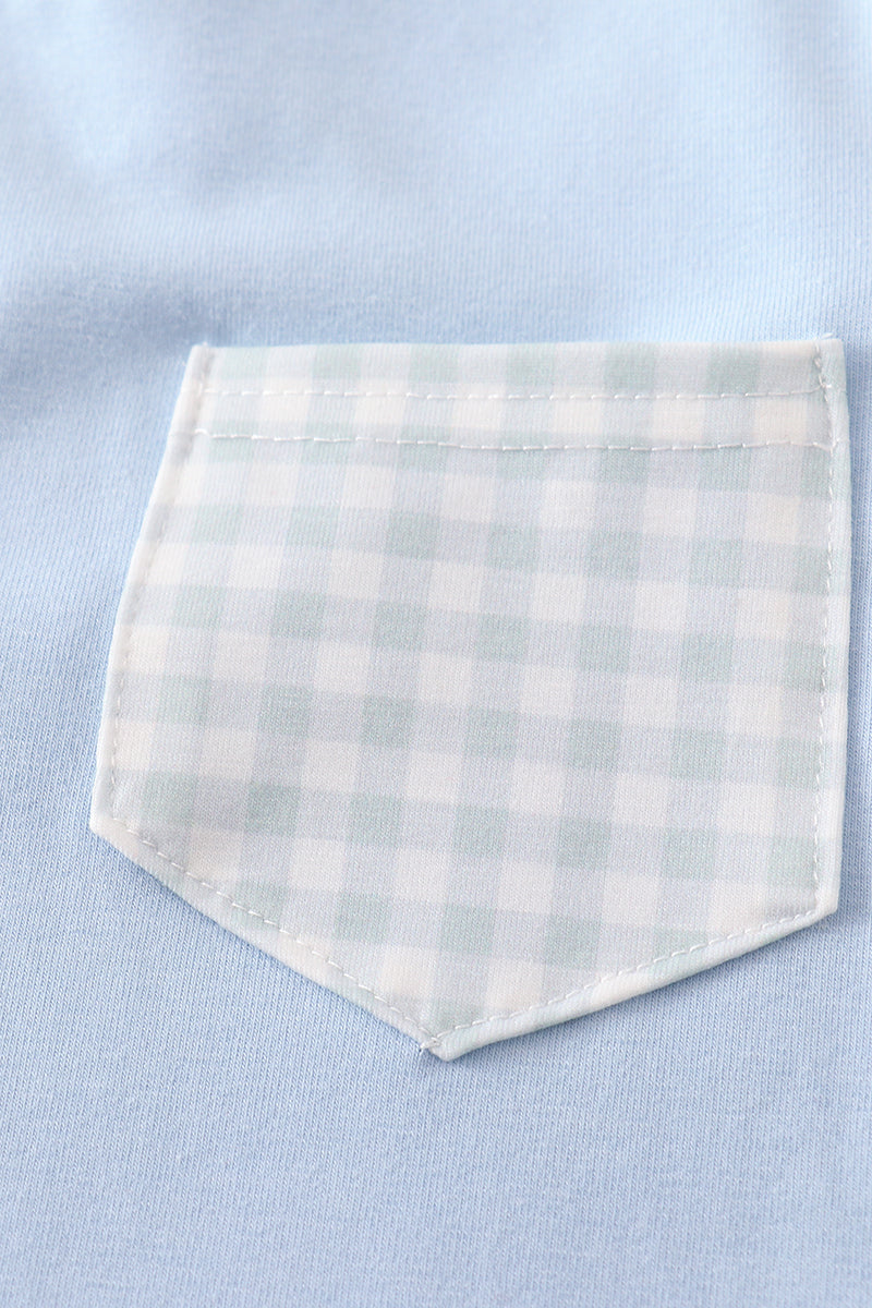 Blue Gingham Boy Pants Set