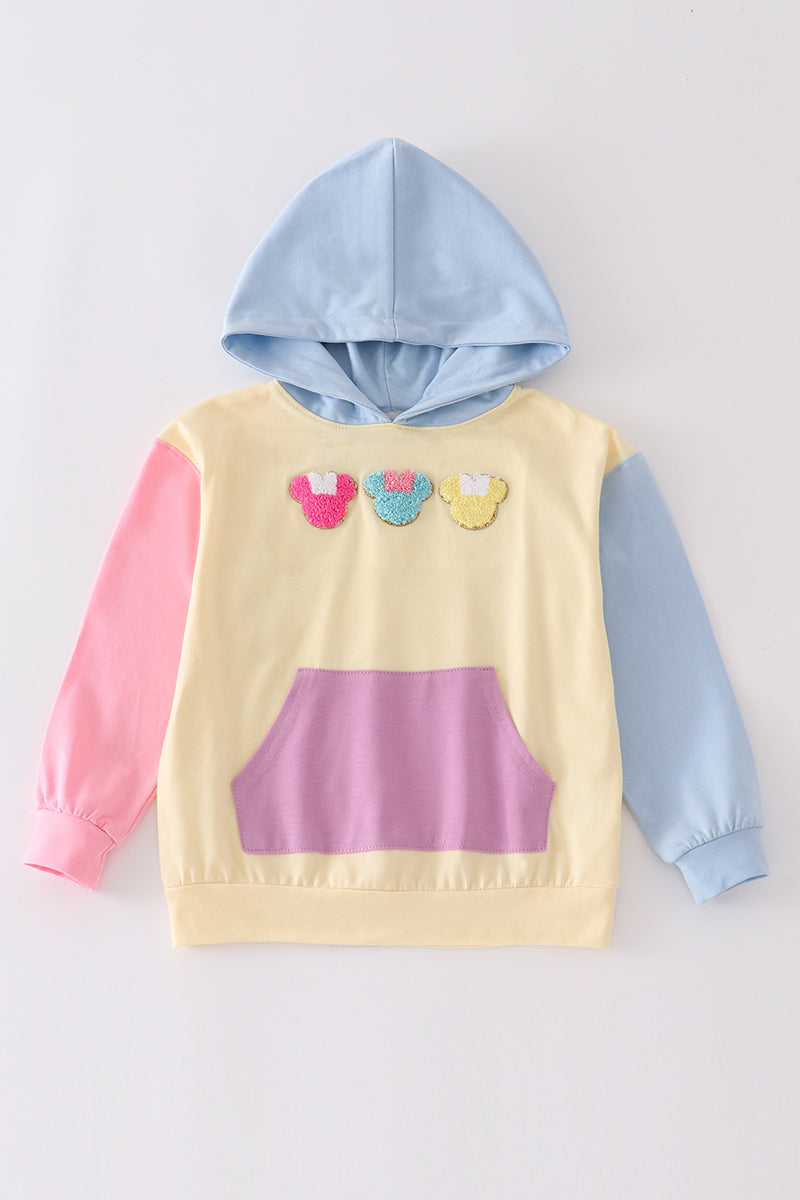 Color Blocked Character French Knot Mom & Me Hoodie Top