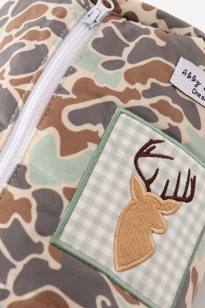 Camouflage Antler Embroidery Blanket (57*63 Inch)