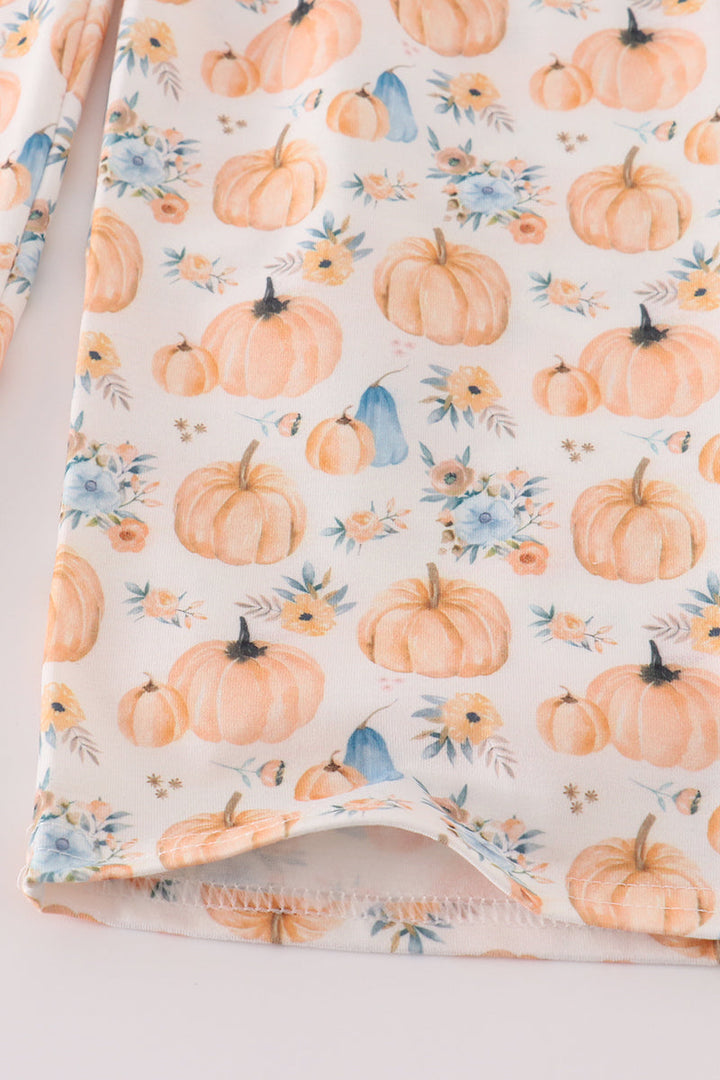 Orange Pumpkin Print Girl Jumpsuit