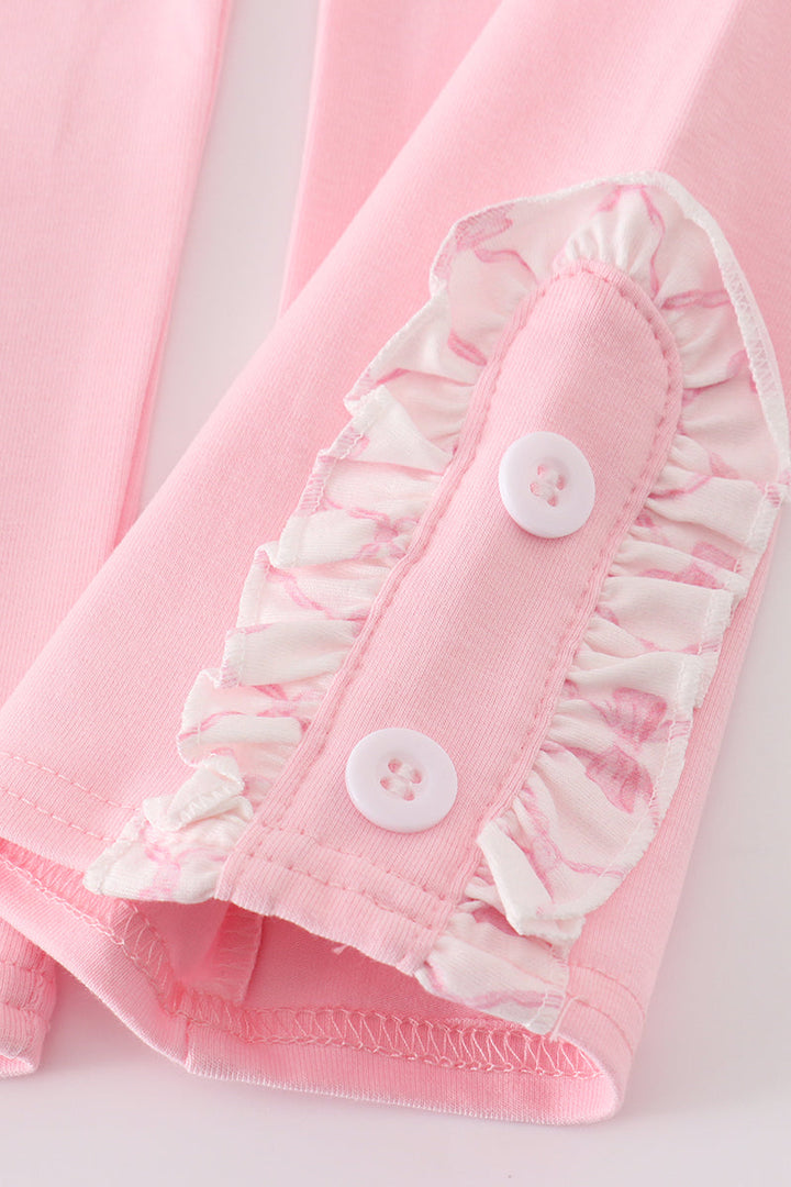 Pink Bow Embroidery Girl Set