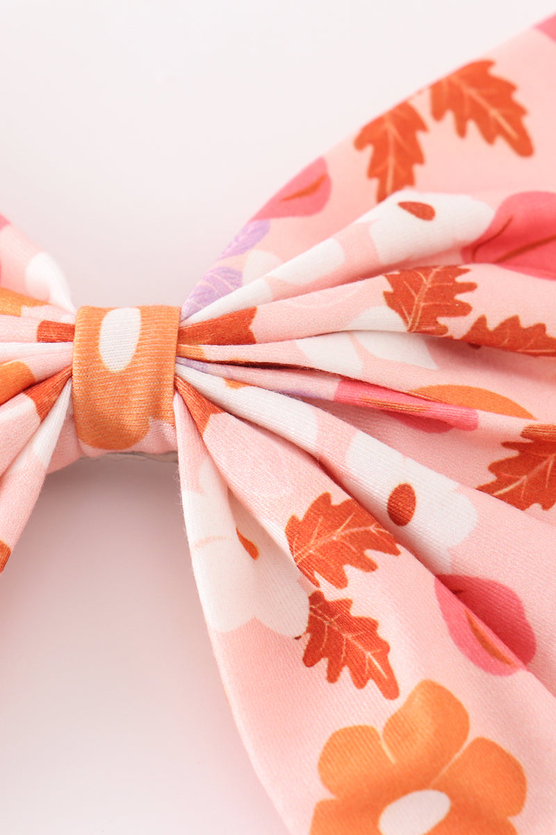 Pumpkin Floral Print 1pc Hair Bow