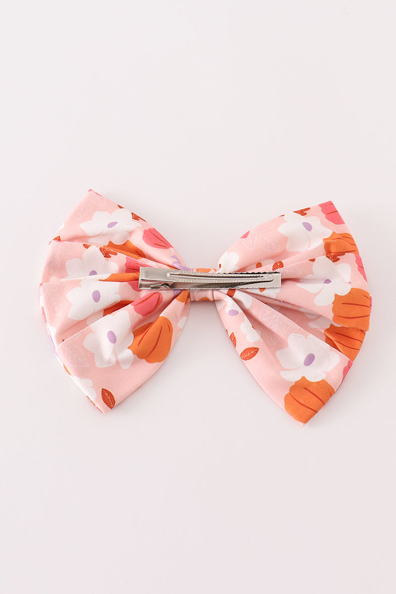 Pumpkin Floral Print 1pc Hair Bow