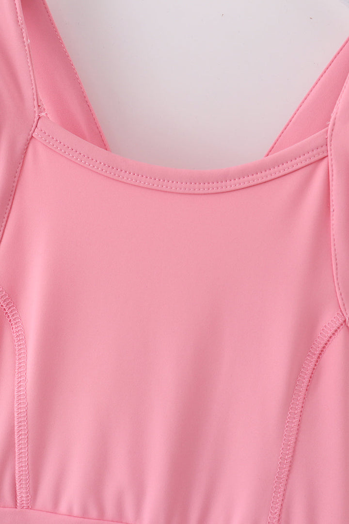 Pink Active Sporty Ruffle Tennis Dress