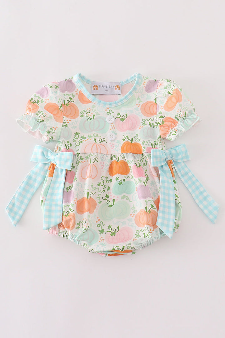 Pumpkin Print Ruffle Girl Bubble