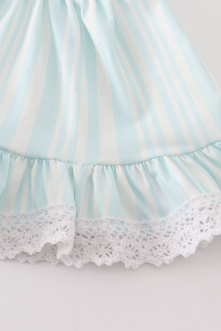 Blue Stripe Ruffle Baby Bloomer Set