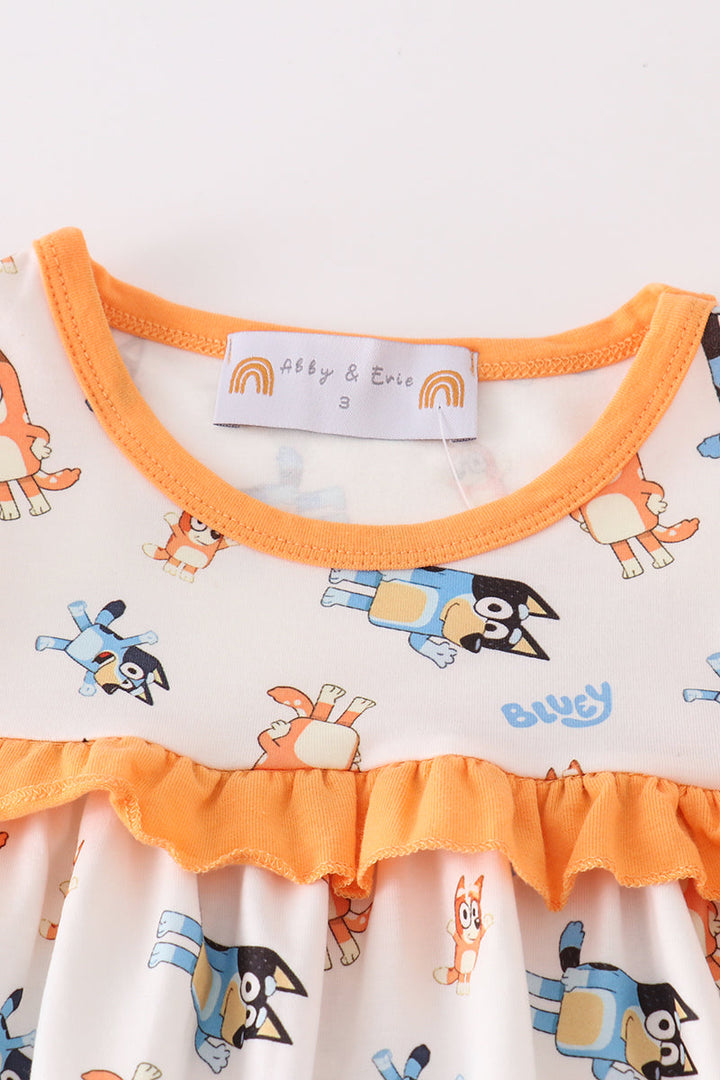 Orange Character Ruffle Girl Set