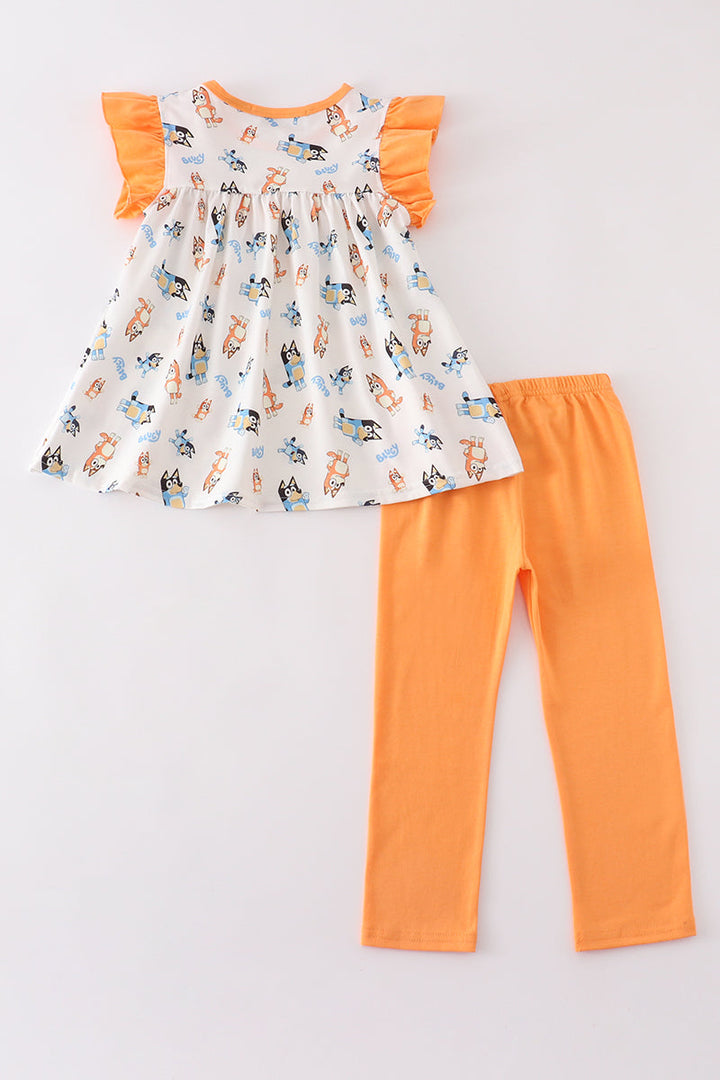 Orange Character Ruffle Girl Set