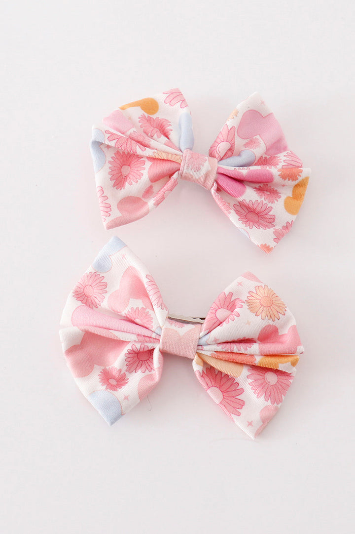 Pink Character Print Piggie Hair Bow