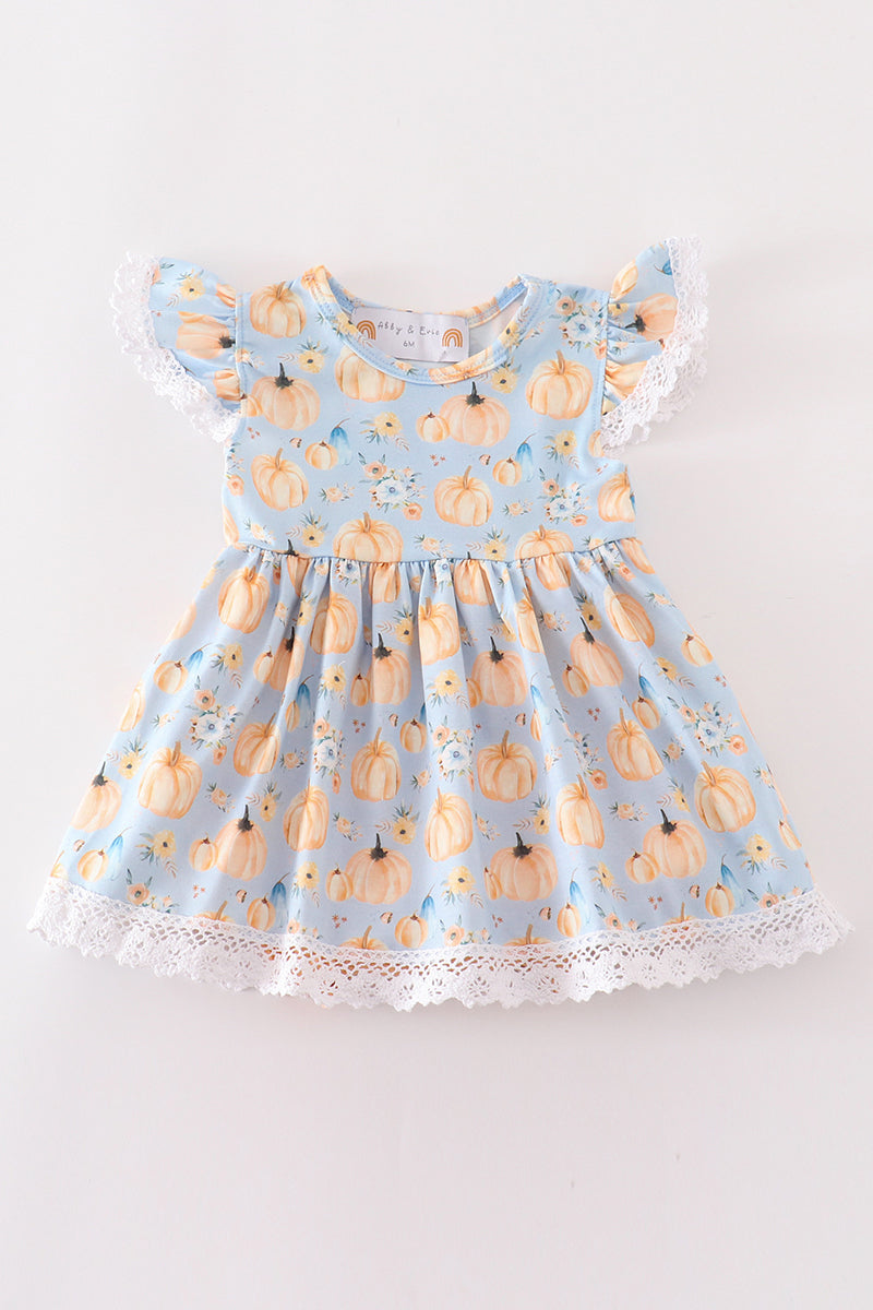 Pumpkin Print Ruffle Girl Bubble