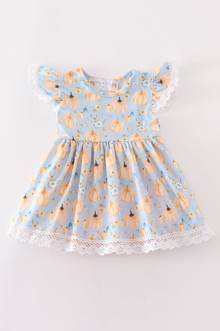 Pumpkin Print Ruffle Girl Bubble