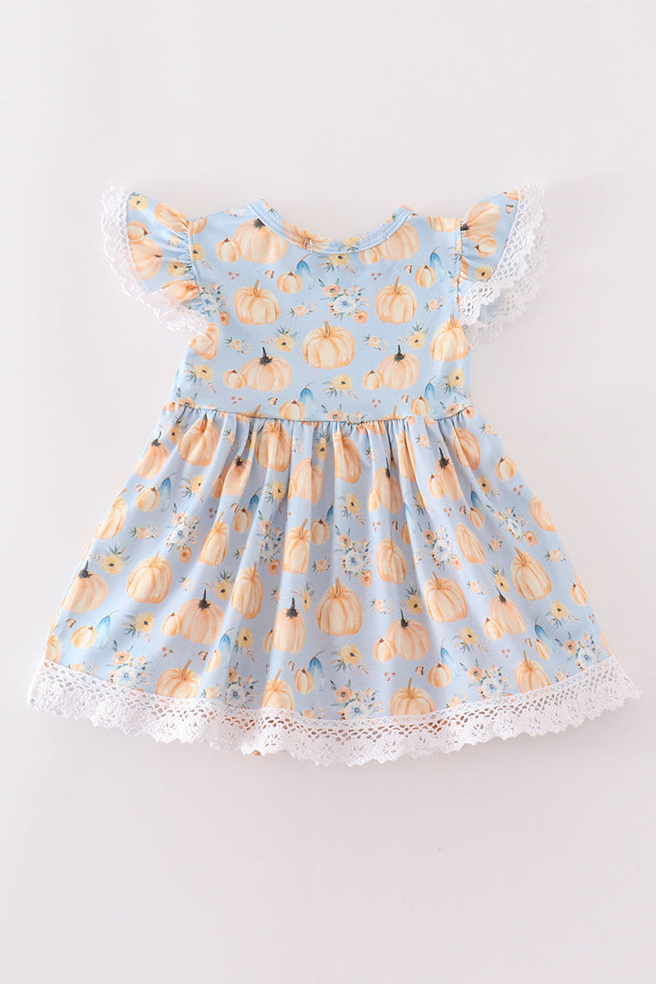 Pumpkin Print Ruffle Girl Bubble