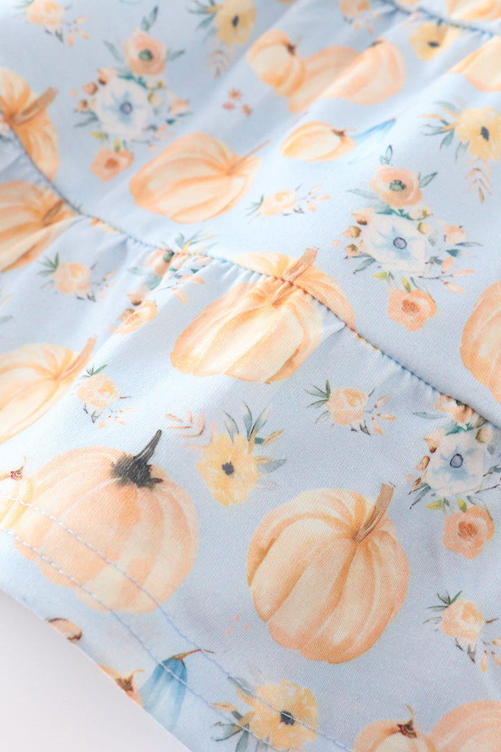 Pumpkin Print Ruffle Girl Set