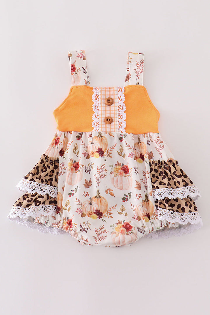 Orange Pumpkin Leopard Ruffle Bubble