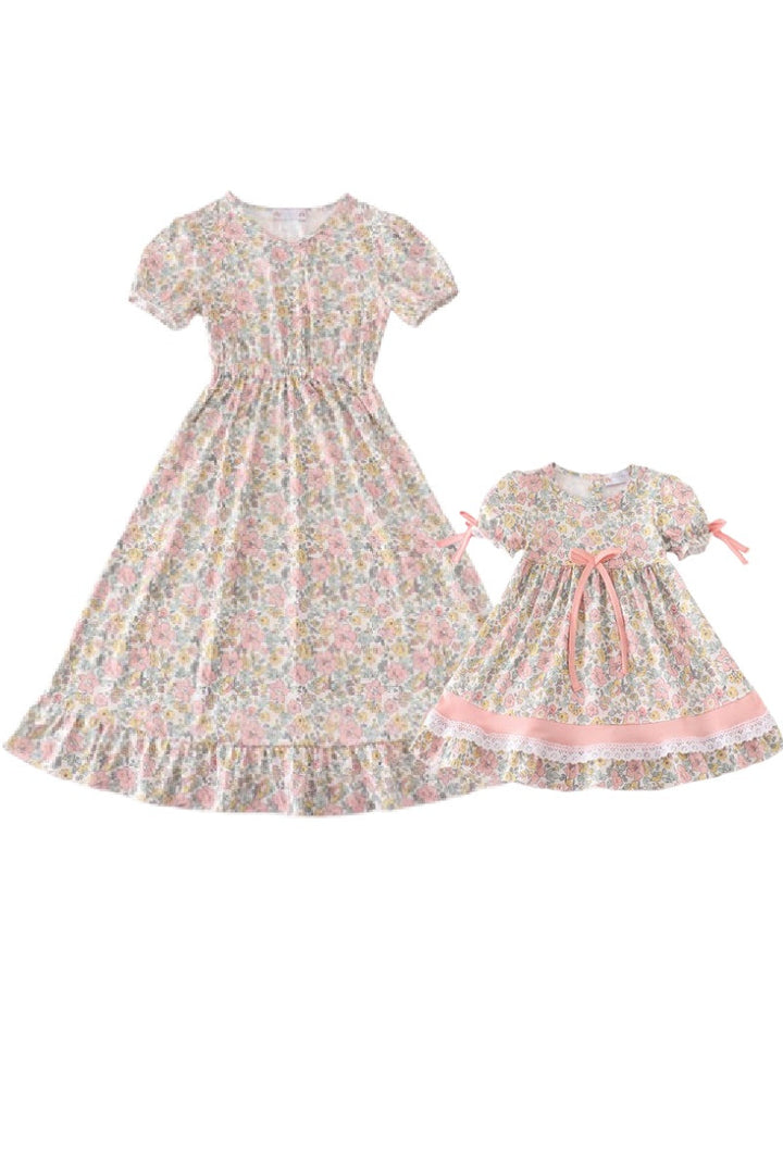 Pink Floral Print Mom&me Dress