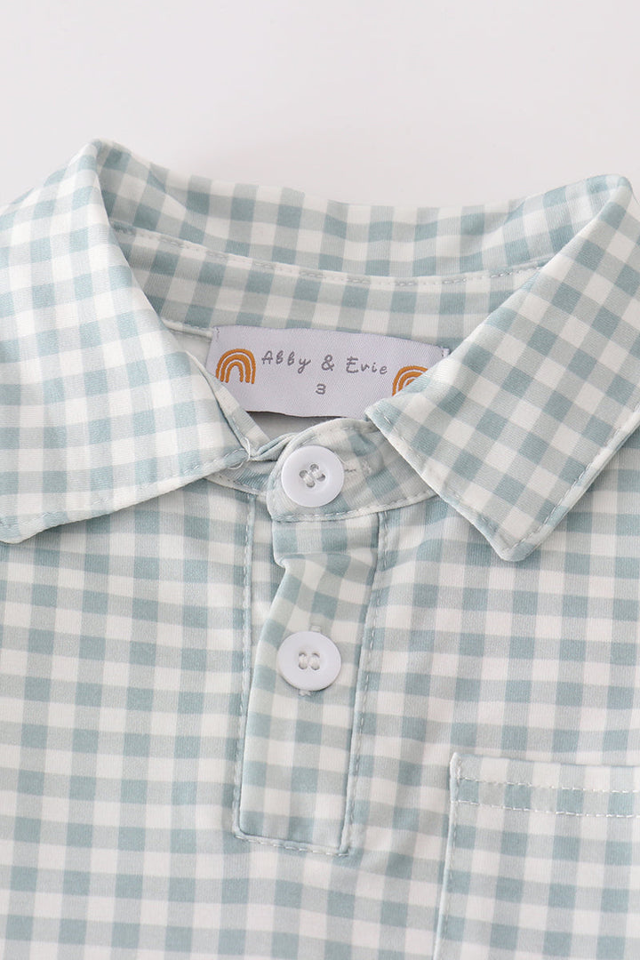 Green Gingham Boy Set