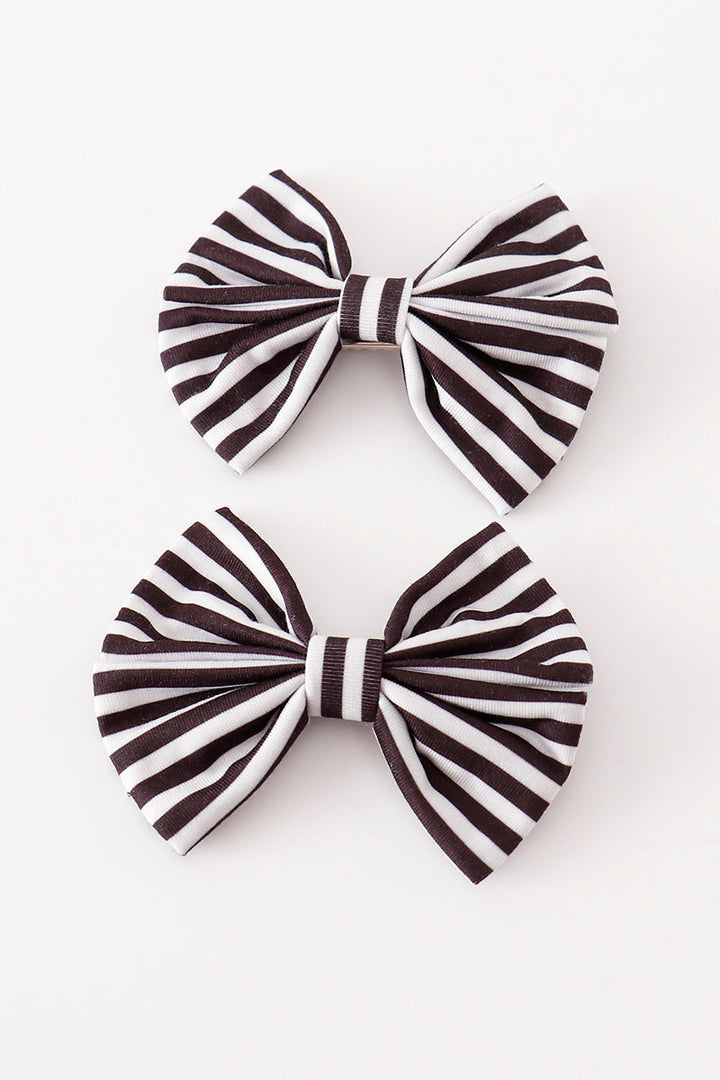 Black Stripe Piggie Hair Bow