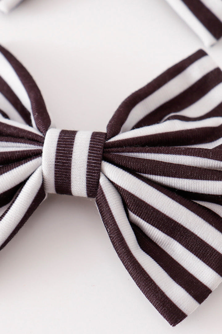 Black Stripe Piggie Hair Bow