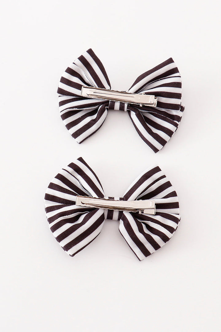 Black Stripe Piggie Hair Bow