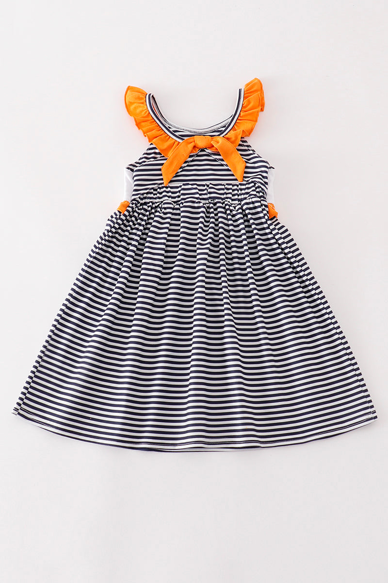 Navy War Eagle Embroidery Stripe Dress