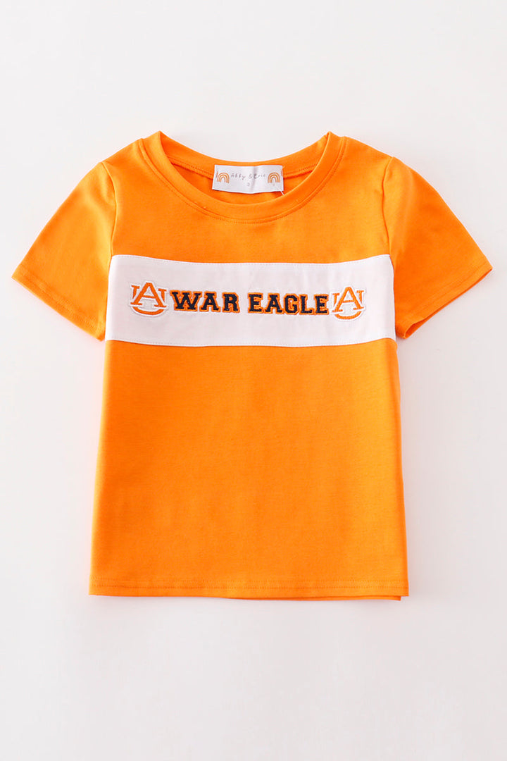 Orange War Eagle Embroidery Boy Top