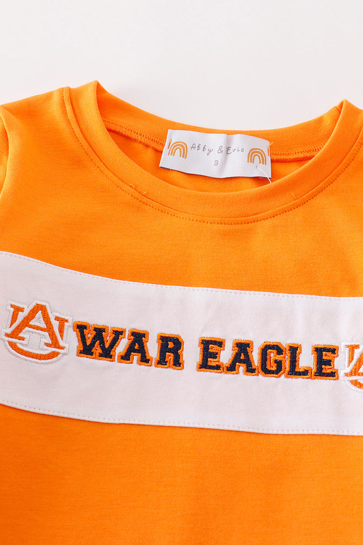 Orange War Eagle Embroidery Boy Top