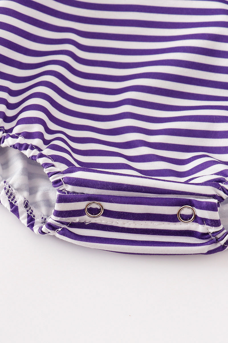 Purple Stripe Go Tigers Embroidery Boy Bubble