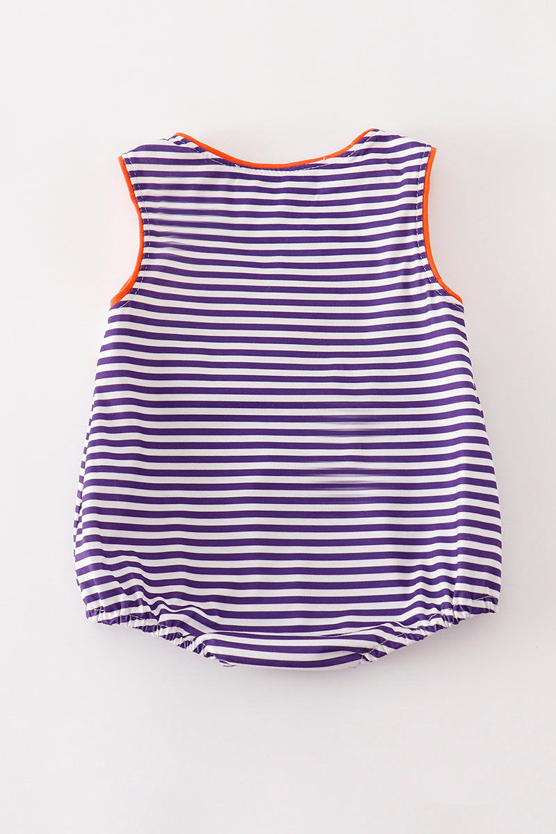 Purple Stripe Go Tigers Embroidery Boy Bubble