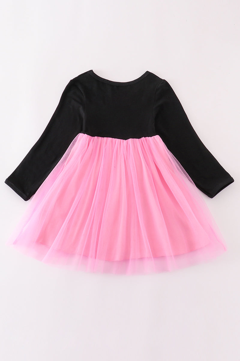 Black Halloween Boo Sequin Tutu Dress