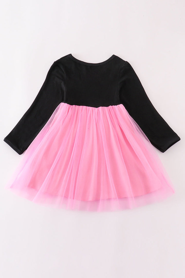 Black Halloween Boo Sequin Tutu Dress