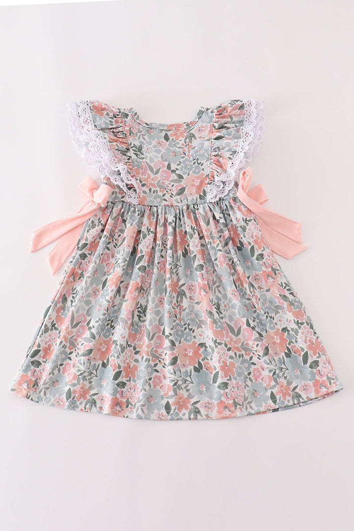 Floral Bow Pumpkin Applique Dress