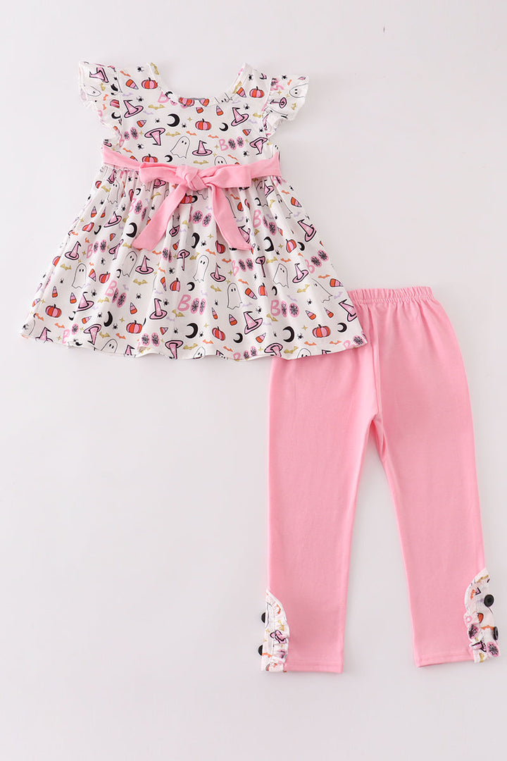 Pink Halloween Ruffle Girl Set