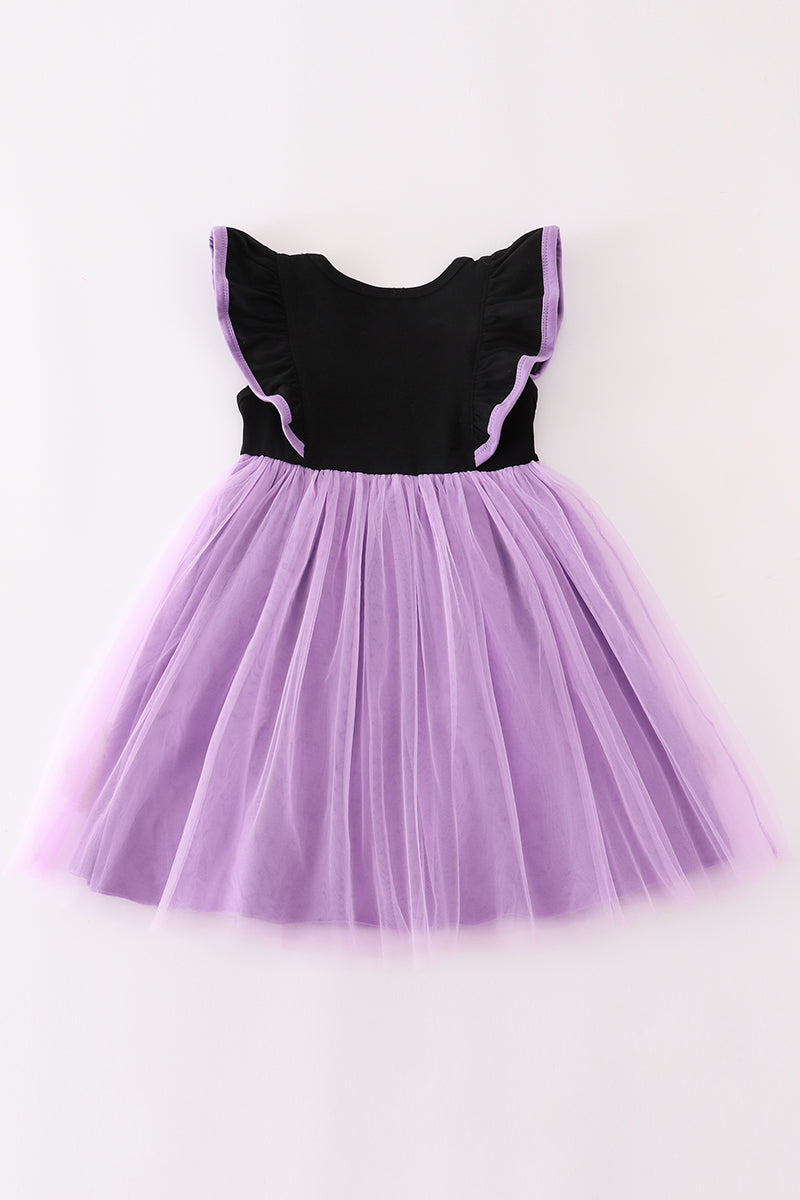 Purple Halloween Trick Or Treat Ghost Tutu Sequin Dress