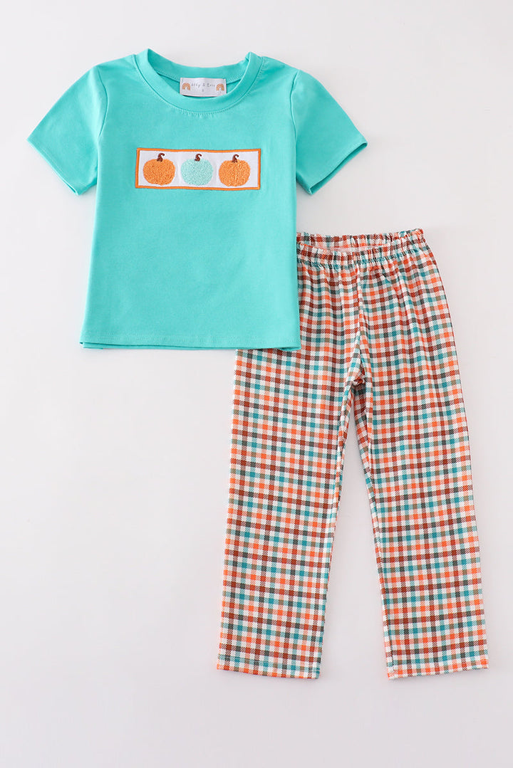 Pumpkin French Knot Boy Set