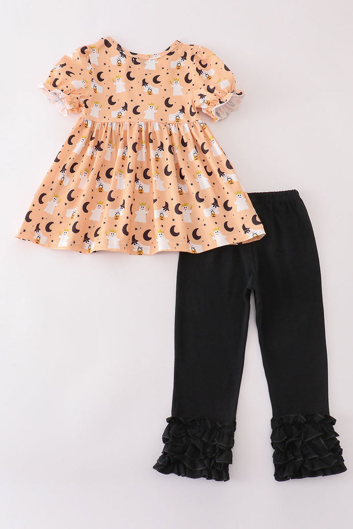 Halloween Ghost Girl Ruffle Pants Set