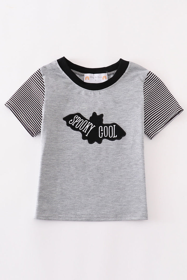 Grey Stripe Halloween Spooky Cool Boy Top